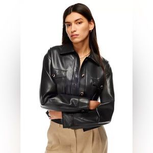 Wilfred Autumn Shirt Jacket in Black Leather